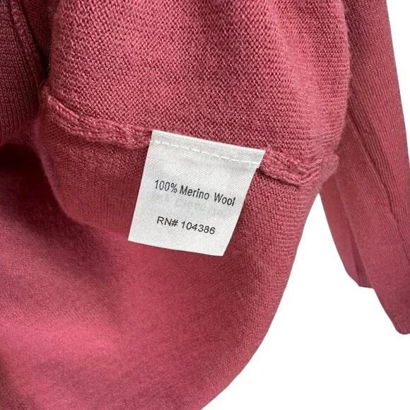 Garnet Hill Dusty Rose Merino Wool Ruffle Cardigan Sweater Size XS - Picture 4 of 5